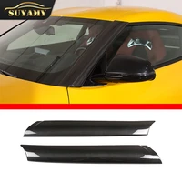 2pcs real carbon fiber black car front window a pillar cover trim sticker for toyota gr supra a90 2019 2022 auto accessories