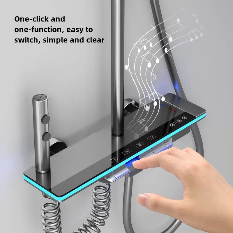 Роскошная душевая система для ванной комнаты с подсветкой закаленное стекло