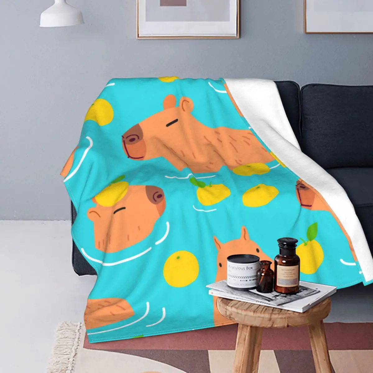 

Capybara Cartoon Blanket Fleece Printed Multi-function Warm Throw Blankets for Home Couch Bedspread