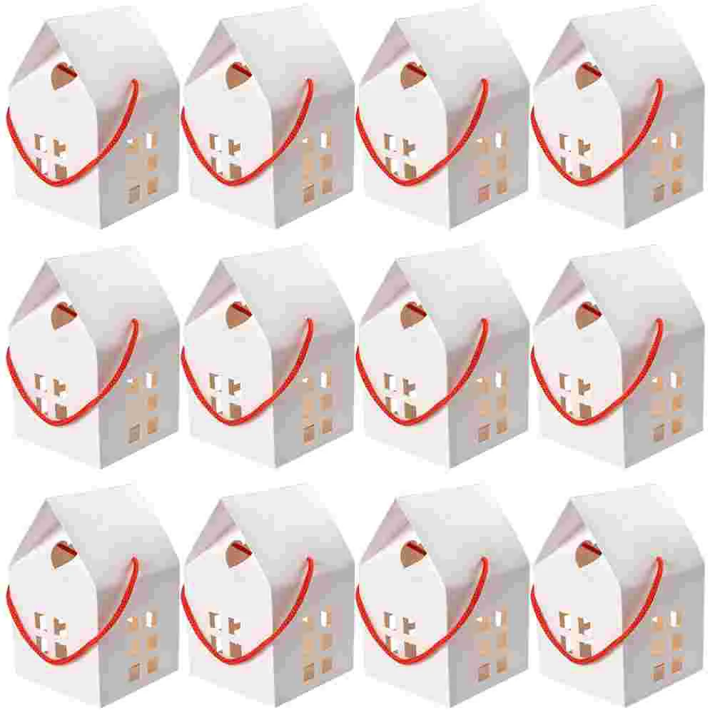 12Pcs Decorative Packing Boxes House Shaped Candy Boxes Gift Boxes Paper Cookie Boxes