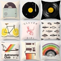 cartoon record series cushion cover sofa office pillowcase peach decoration rainbow pillowcase home decoration
