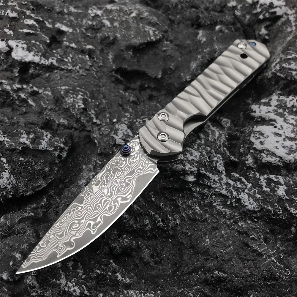 

High Hardness Chris Reeve CR Damascus/D2 Steel Folding Knife Titanium Alloy Handle Outdoor Portable Wilderness Tactics EDC Tools