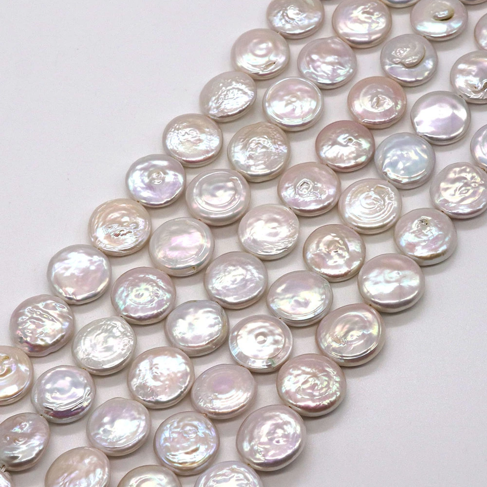 

16-17mm Natural Freshwater Pearls Loose Beads Flat Round Button Beads DIY for Making Necklace Bracelet Jewelry Accessories