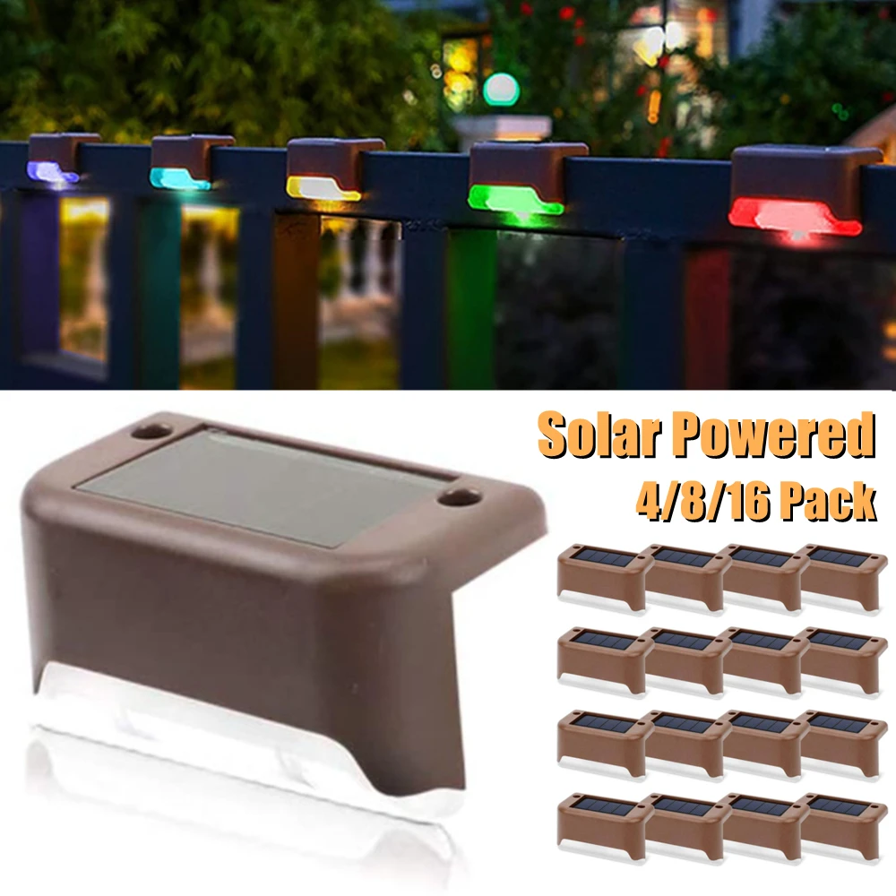 4/8/16 Pack Solar Deck Lights LED Waterproof Outdoor Solar Powered LED Step Lights For Decks Stairs Patio Path Yard Garden Decor