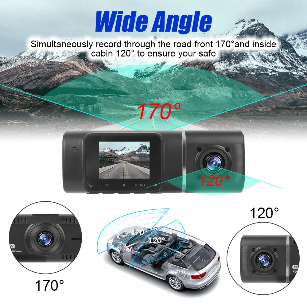 Автомобильный видеорегистратор с экраном 1 5 дюйма внутренняя камера заднего