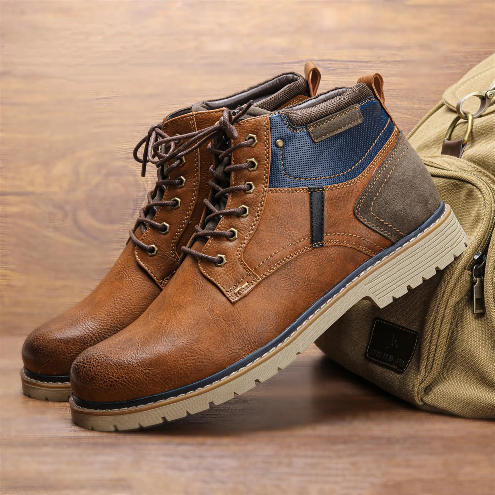 

European and American Men's Martin Boots Retro Colored Ankle Boots Men's Shoes Large Autumn and Winter Men's Boots