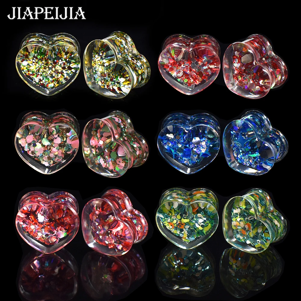 

6-30mm Heart Ear Gauge Tunnels Plugs Acrylic Ear Expander Stretcher Gauges for Ears Body Jewelry