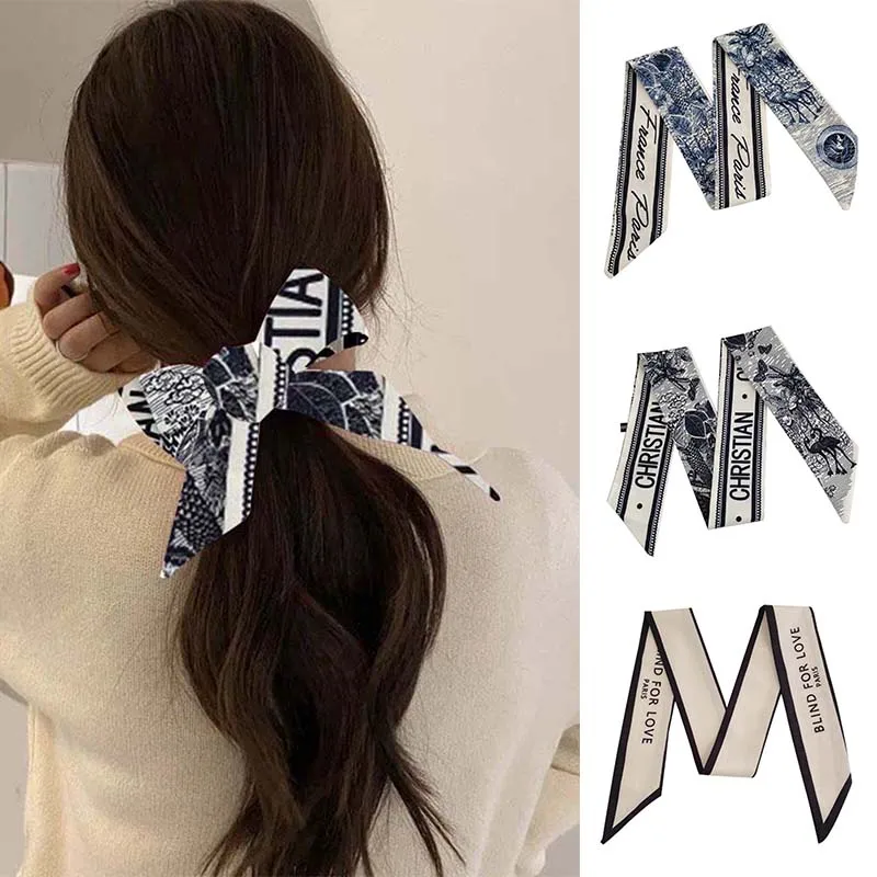 

Fashion And Elegant French Headband Tying Hair Silk Scarf Hair Rope Bow Knot Headdress Head Rope Ladies Women Hair Accessories