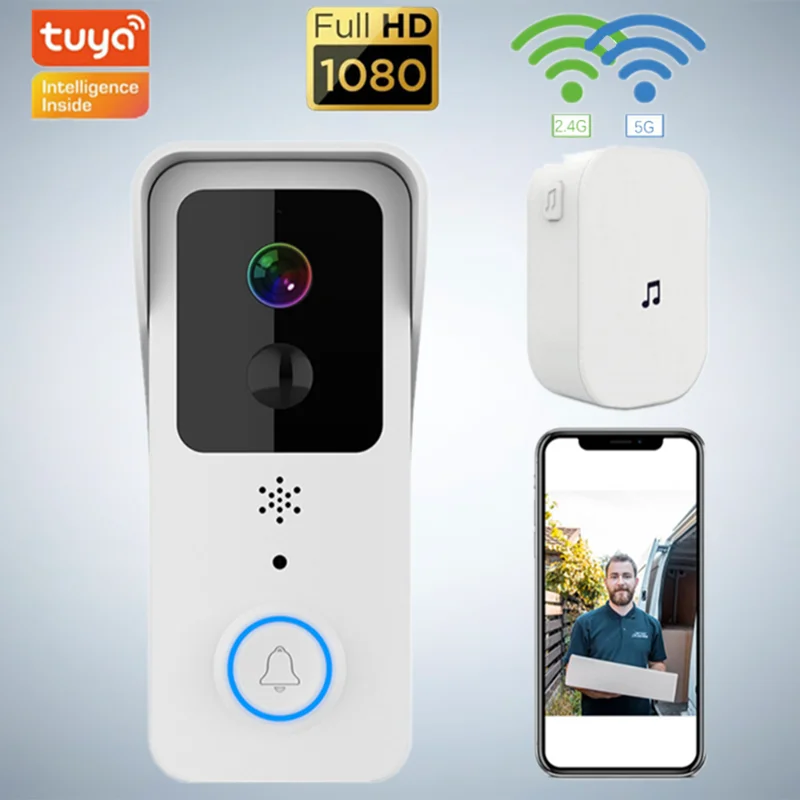 

Новейший дверной звонок Tuya, 5G Двойной Wi-Fi, уличный Водонепроницаемый дверной звонок, IP65, домофон, беспроводная камера для умного дома