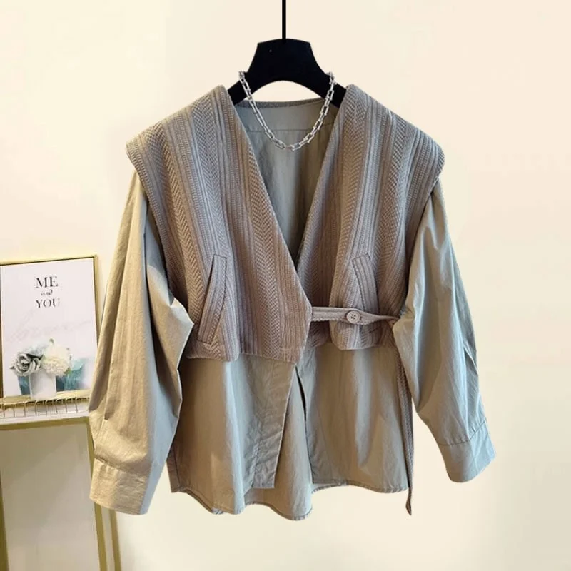 Женская одежда больших размеров осенне-зимняя новинка модная лоскутная для