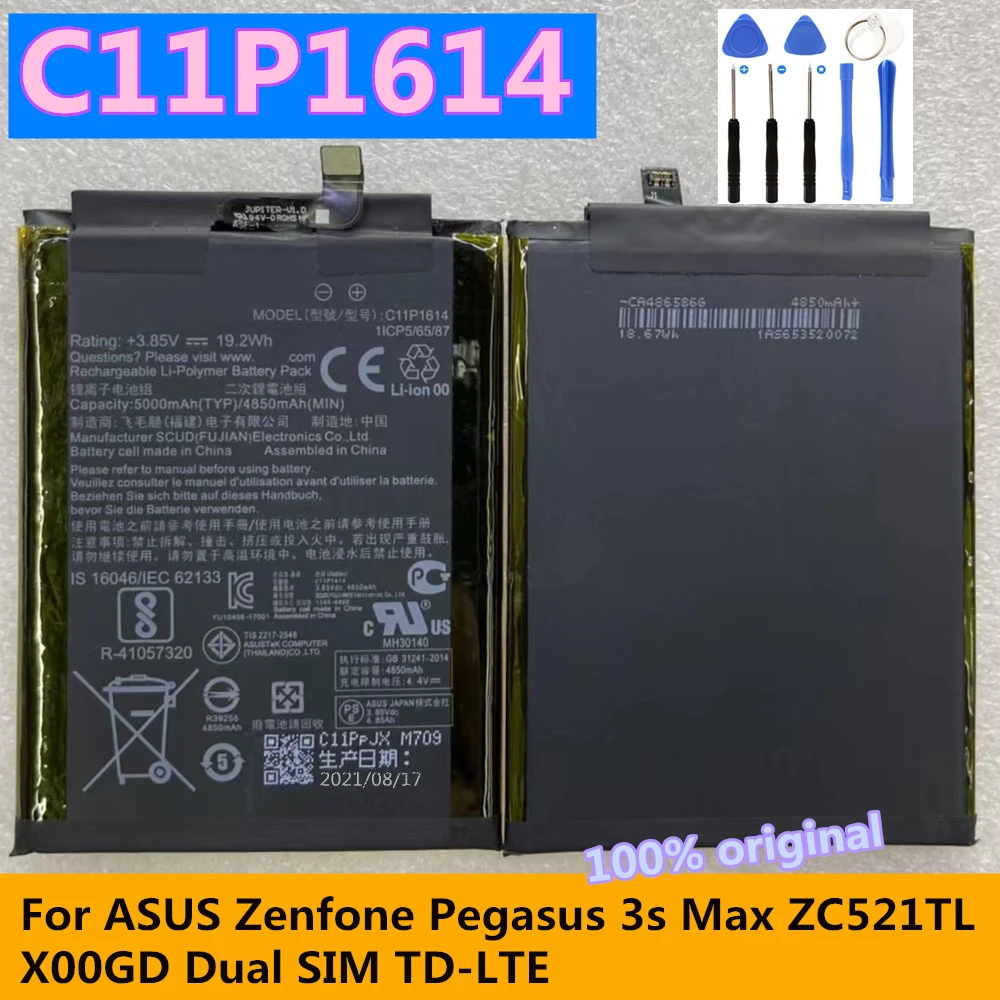 

New Original 5000mAh C11P1614 For ASUS Zenfone Pegasus 3s Max ZC521TL X00GD Dual SIM TD-LTE Smart Phone Battery