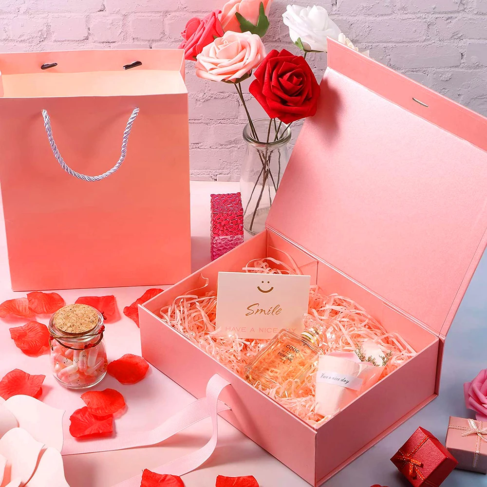 With Satin Ribbon Collapsible Gift Box With Magnetic Closure For Party Wedding Gift Wrap Bridesmaid Proposal And Storage