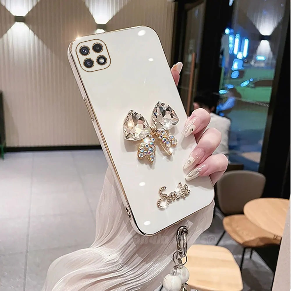 Чехол для телефона с жемчужным бантом и ремешком на руку Samsung Galaxy Wide 5 A22 F42 5G A22s