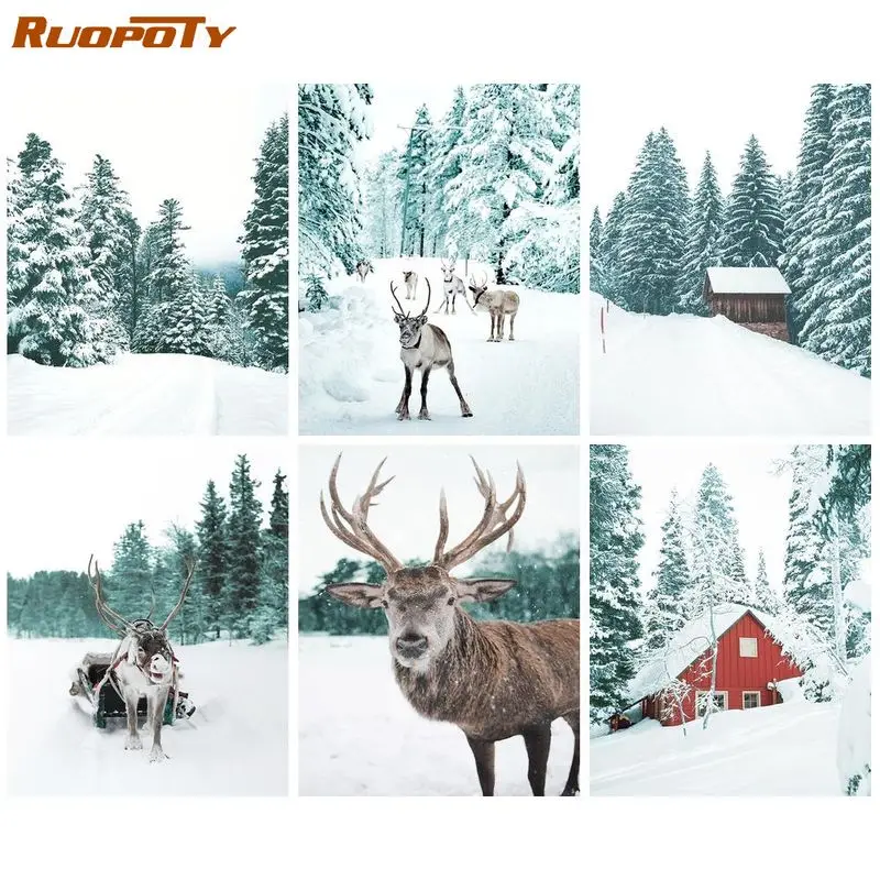 

RUOPOTY 40x50 Painting By Numbers Diy Handpainted Drawing By Numbers Landscapes Snow Coloring By Number Artwork