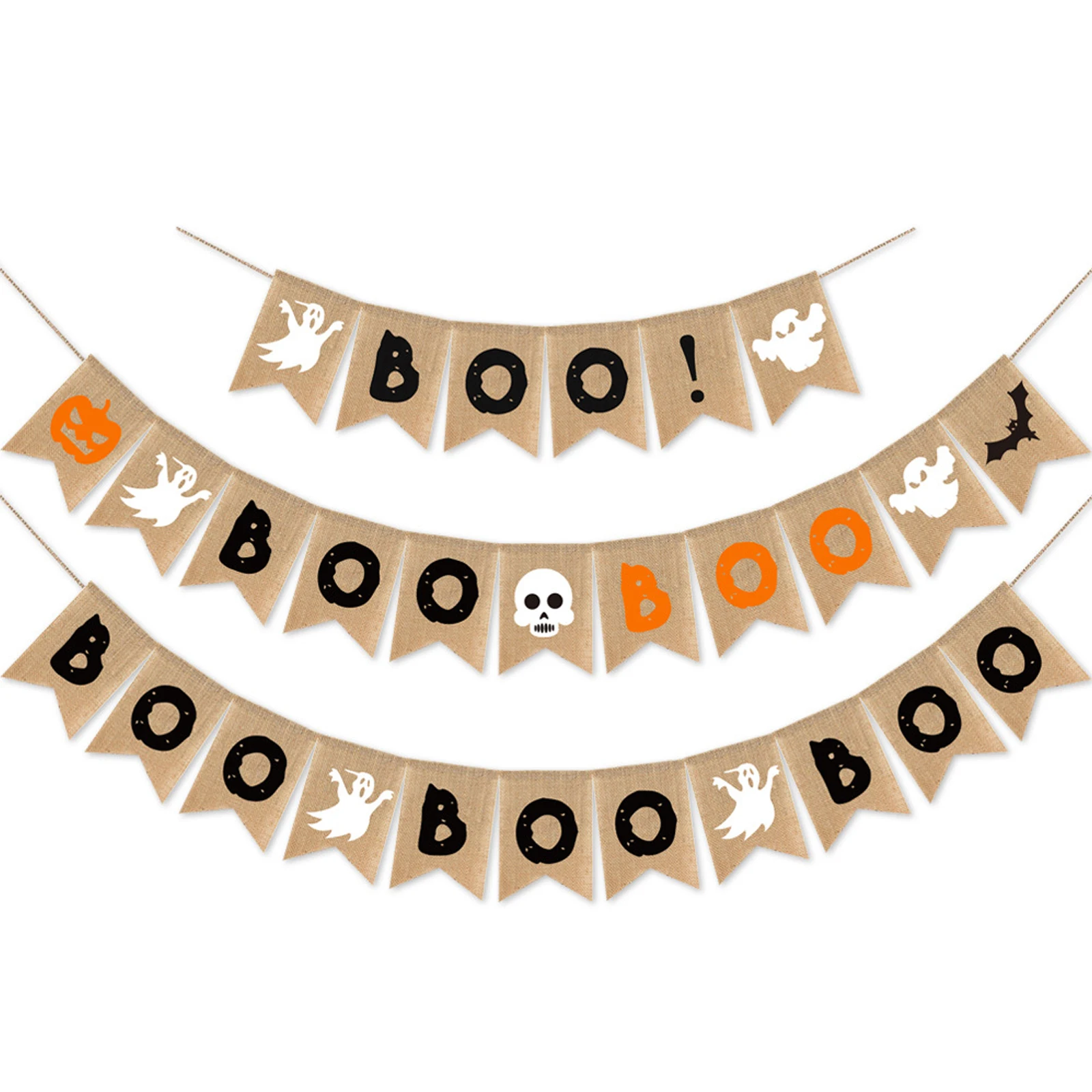 

Halloween Banner Pumpkin Ghosts Skull Bunting Bat Burlap Banner Flags For Halloween Party Decoration