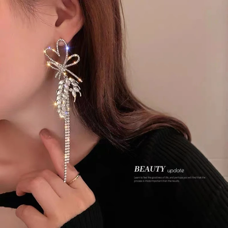 

Personality Rhinestone Wheat Ear Tassel Earrings for Woman Party