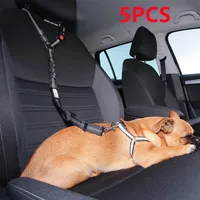 5PCS Antishock Two-in-one Pet Car Safety Seat Belt Lead Leash BackSeat Adjustable Harness for Kitten Dogs Collar Pet Accessories
