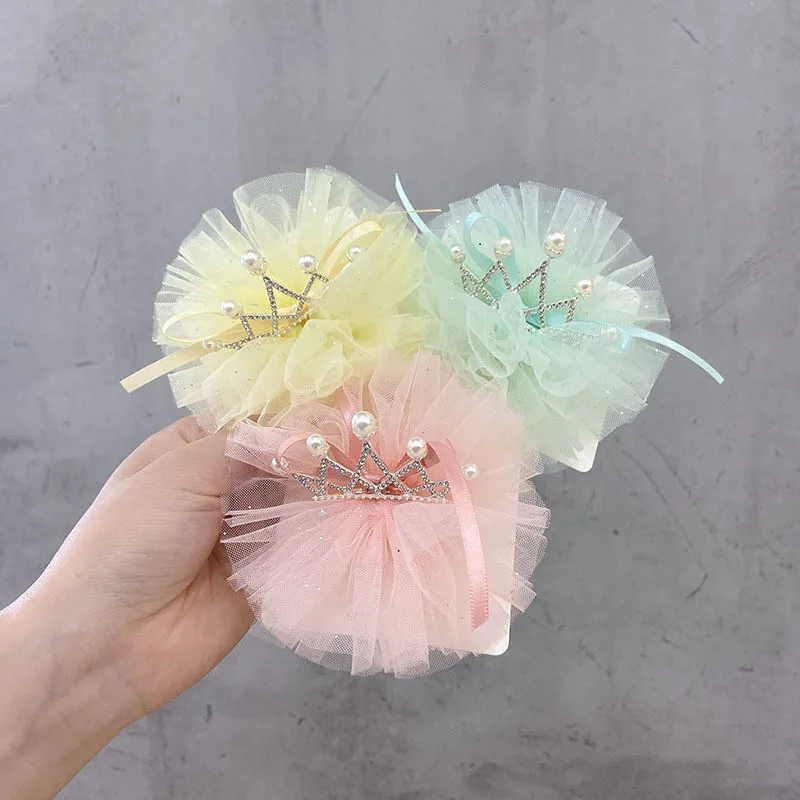 

Girls children's princess hairpin mesh baby hairpin does not hurt hair little girl crown hair accessories tiara and crowns sale
