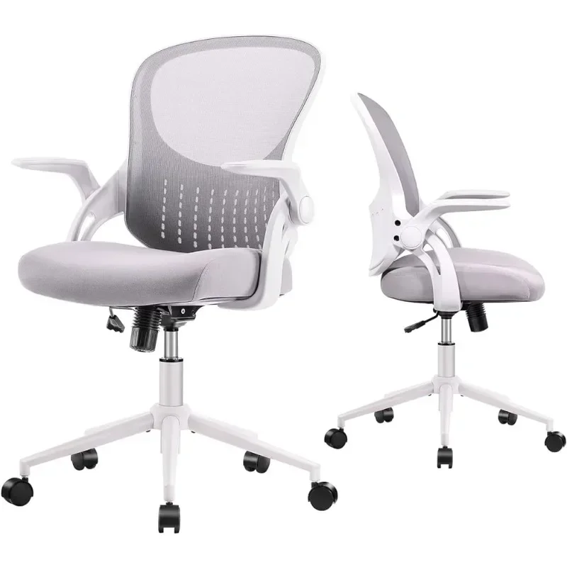 

Home Office Chair, Ergonomic Desk Chair, Height Adjustable Rolling Swivel Task Chair with Flip-up Armrests and Lumbar Support