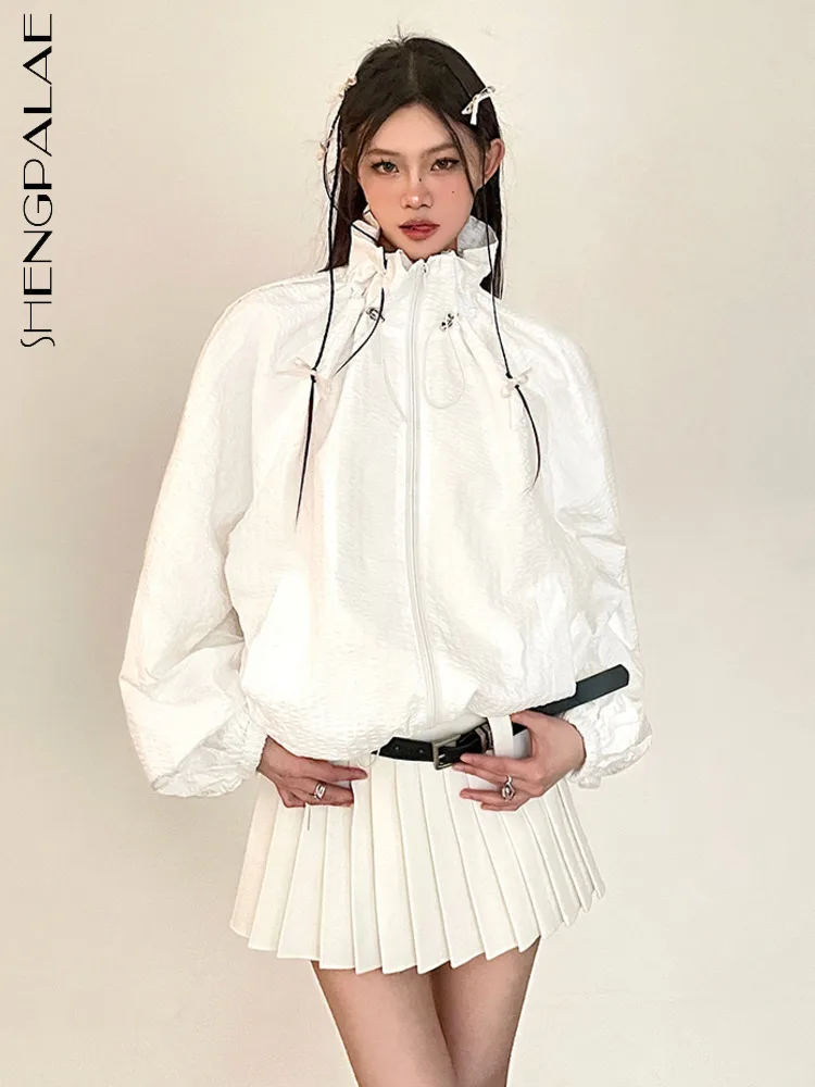 

SHENGPALAE, пальто в американском стиле, чистый белый, защита от солнца, спортивные, повседневные, на завязках, пальто для женщин, 2023, летняя новая одежда 5r1983.