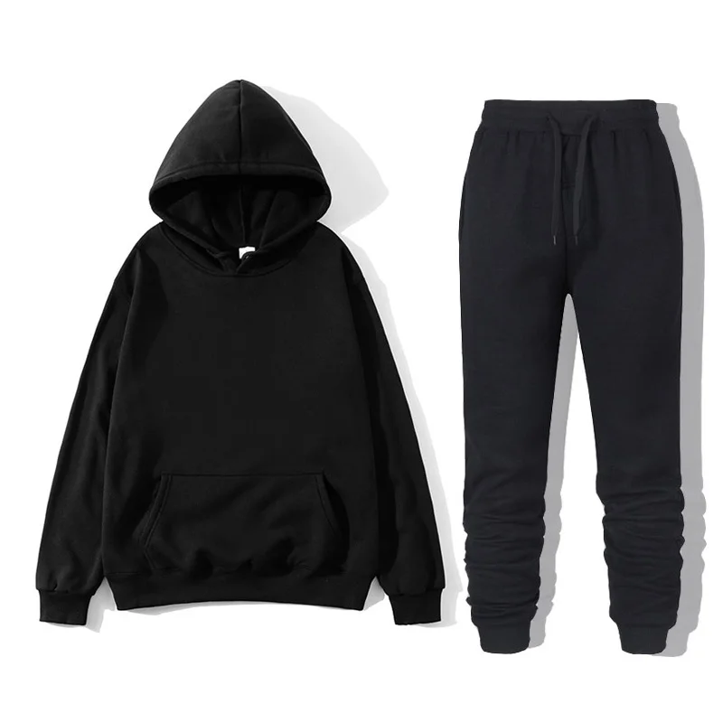 Fashion men's and women's sports suit lovers Hoodie cotton blend casual sweater women's long sleeved trousers two-piece set