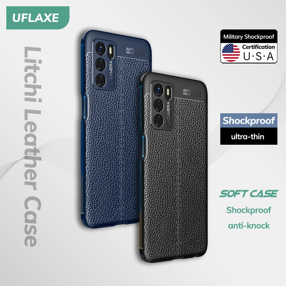 UFLAXE Original Shockproof Case for OPPO A16 A16K A15 A15S A12 Soft Silicone Back Cover TPU Leather Casing