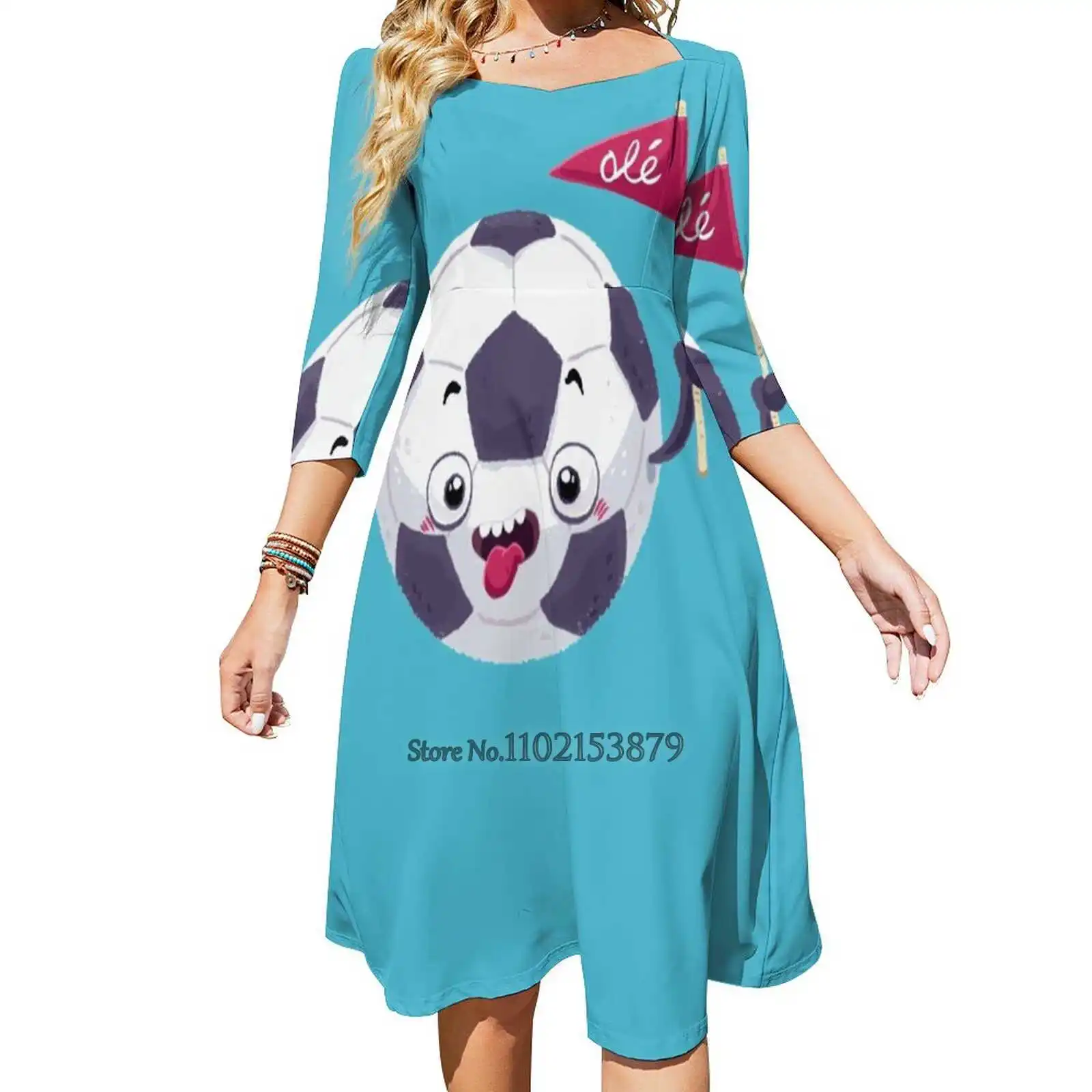 

Женское летнее платье с квадратным вырезом, с принтом