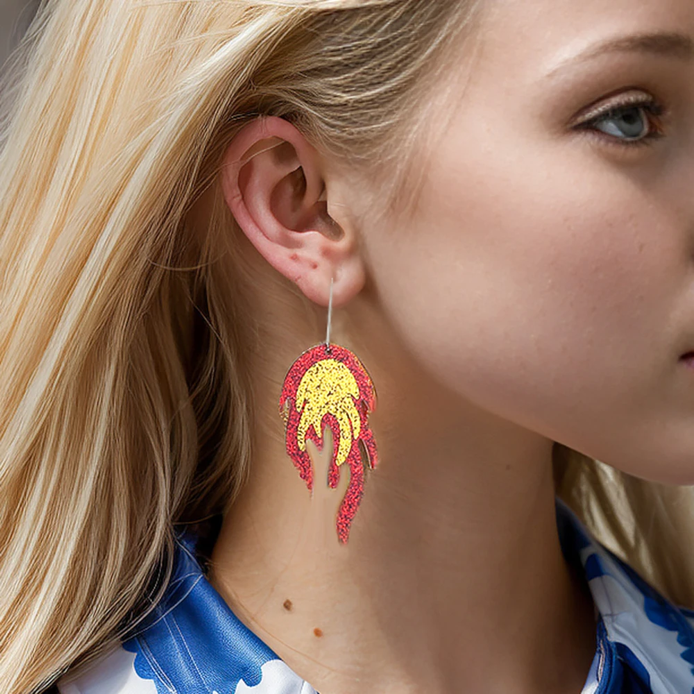 Новые длинные подвески в форме пламени акриловые двойные Прошитые ювелирные