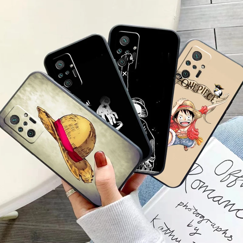 

ONE PIECE Monkey D. Luffy Phone Case For Xiaomi Redmi Note 10 10X 10T 10S 9 9T 9A 9C 9S 9 Pro Max Back Silicone Cover Black