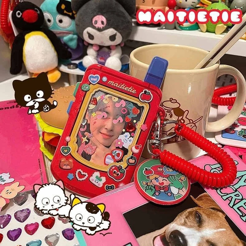 

Cute Retro Phone Styling Kpop Idol Photo Card Holder Campus Bus Card Protective Display Sleeves Kawaii Stationery Pendant Gift