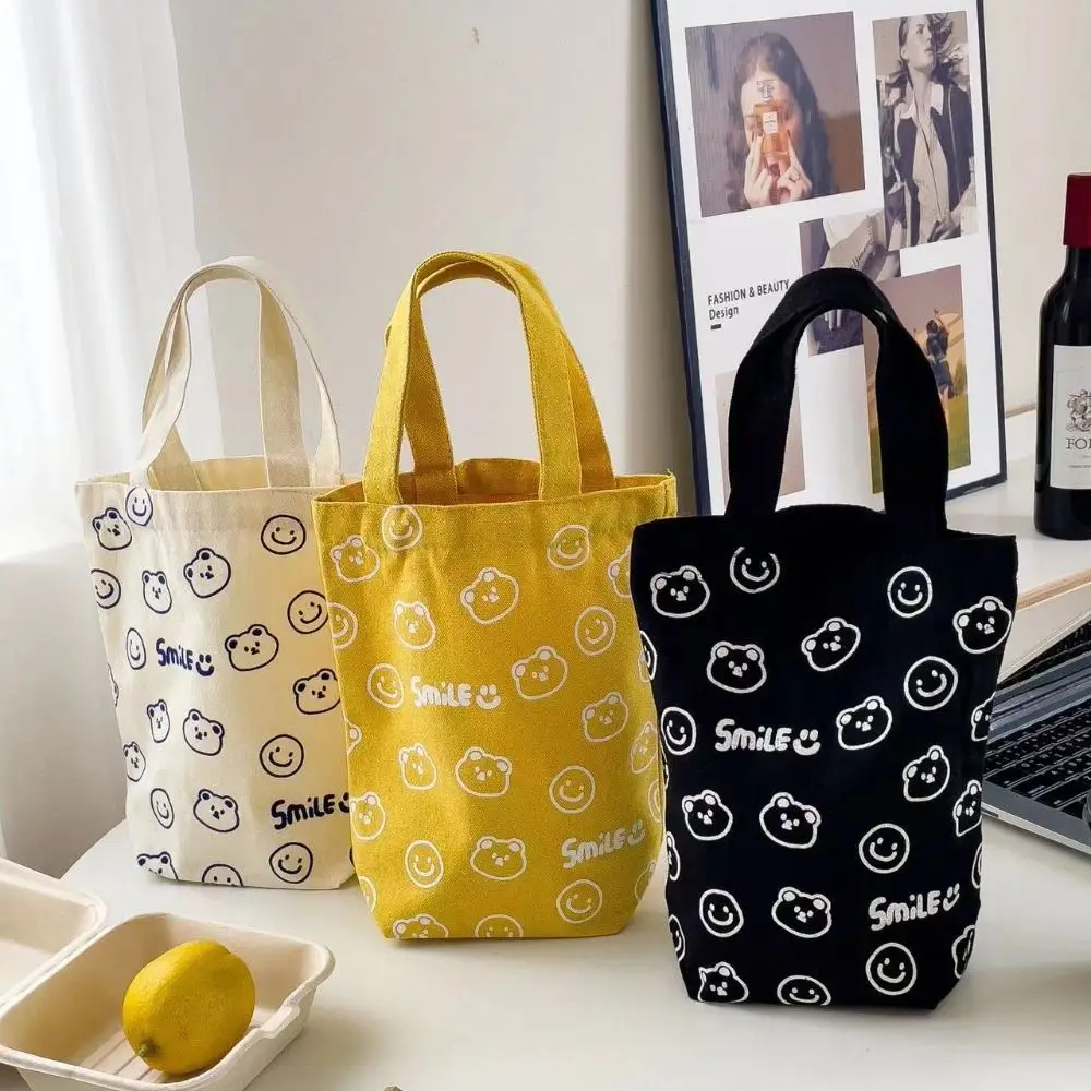 Холщовая мини-сумка с мультяшным медведем милая сумочка на запястье Портативная