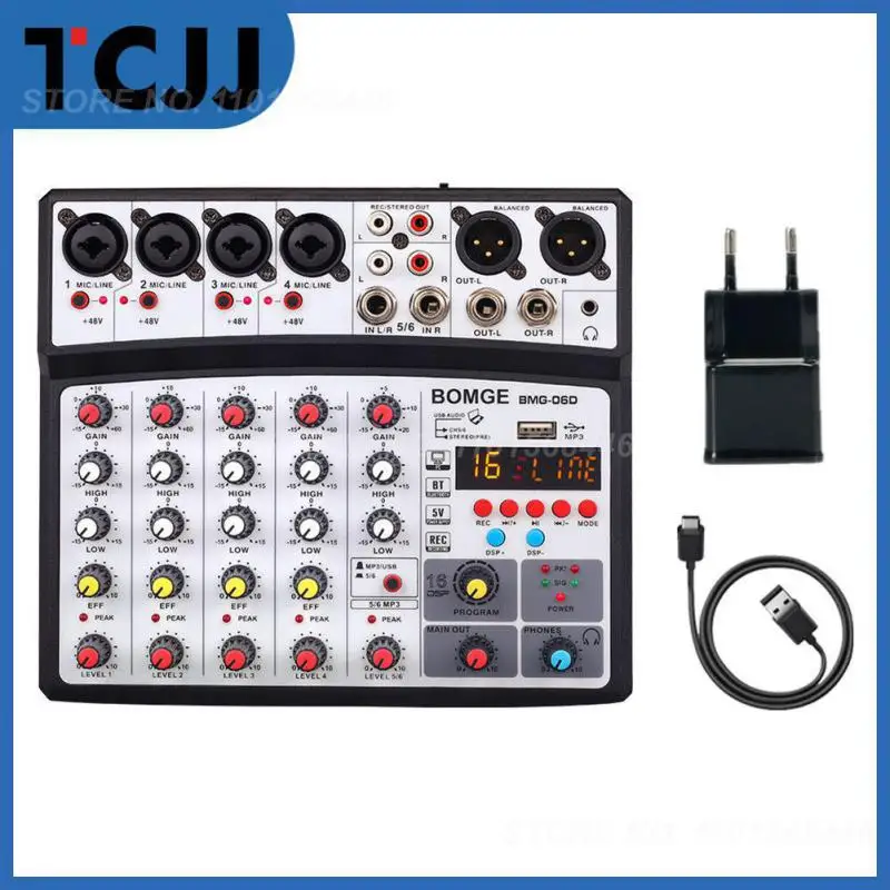 

Microphone Sound Mixer Console Amplifier Ksong Sound Card Professional 6 Channel Karaoke Mixer Bomge0-6d Digital Audio Mini