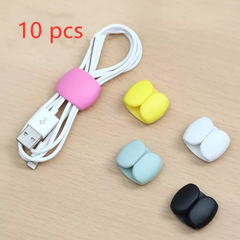 

10Pcs Cable Winder Fashion Simple Charger Holder Organiser Round Clip USB Desk Tidy Wire Cord Lead for Desktop Cable Fixed