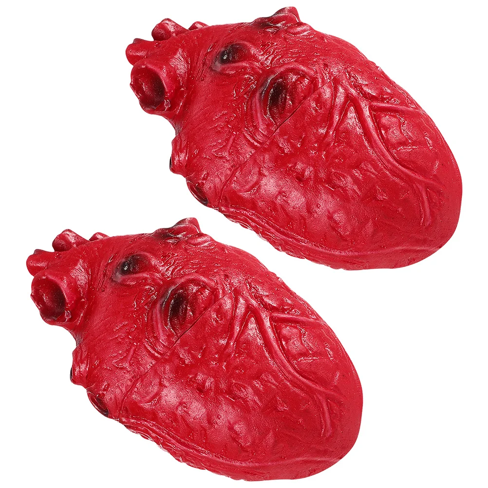 

2 Pcs Fake Hearts Decor Ornaments Model Mannequin Models Halloween Simulated Prop Props Realistic