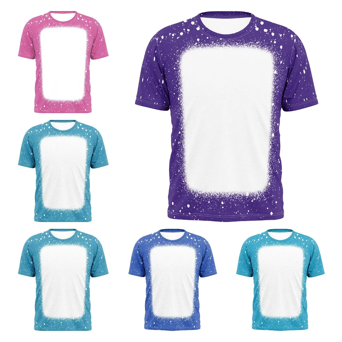 Сублимационные пустые футболки с принтом тай-дай унисекс из полиэстера