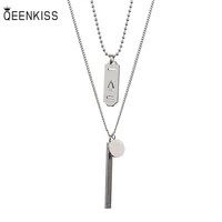 qeenkiss nc885 fine jewelry wholesale fashion trendy woman man birthday wedding gift hiphop two layer titanium steel necklace