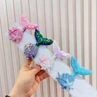the new princess baby hair clips series laser sequins cartoon mermaid starfish shell children side clip baby hair accessories