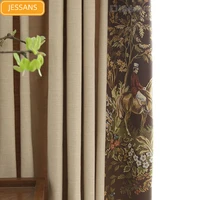 american high grade cotton and linen knight jacquard stitching curtains for living room bedroom customization