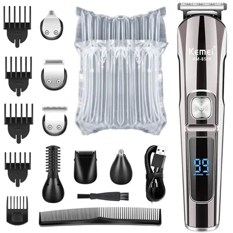 Профессиональный Многофункциональный триммер для бороды Kemei, водонепроницаемый 6 в 1, машинка для стрижки волос, электрическая бритва для мужчин, набор для ухода
