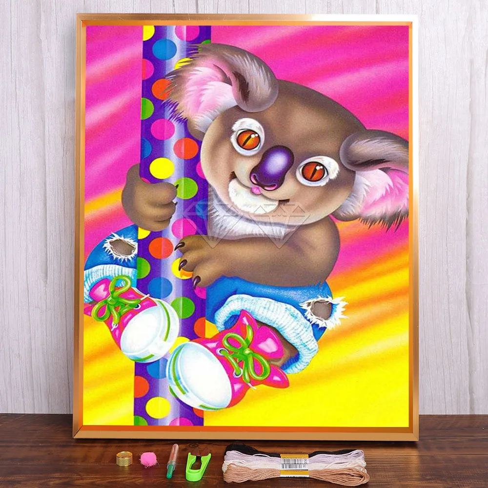 

Cartoon Animal Cat Dog Unicorn Printed Water-Soluble Canvas 11CT Cross-Stitch Set DIY Embroidery DMC Threads Floss