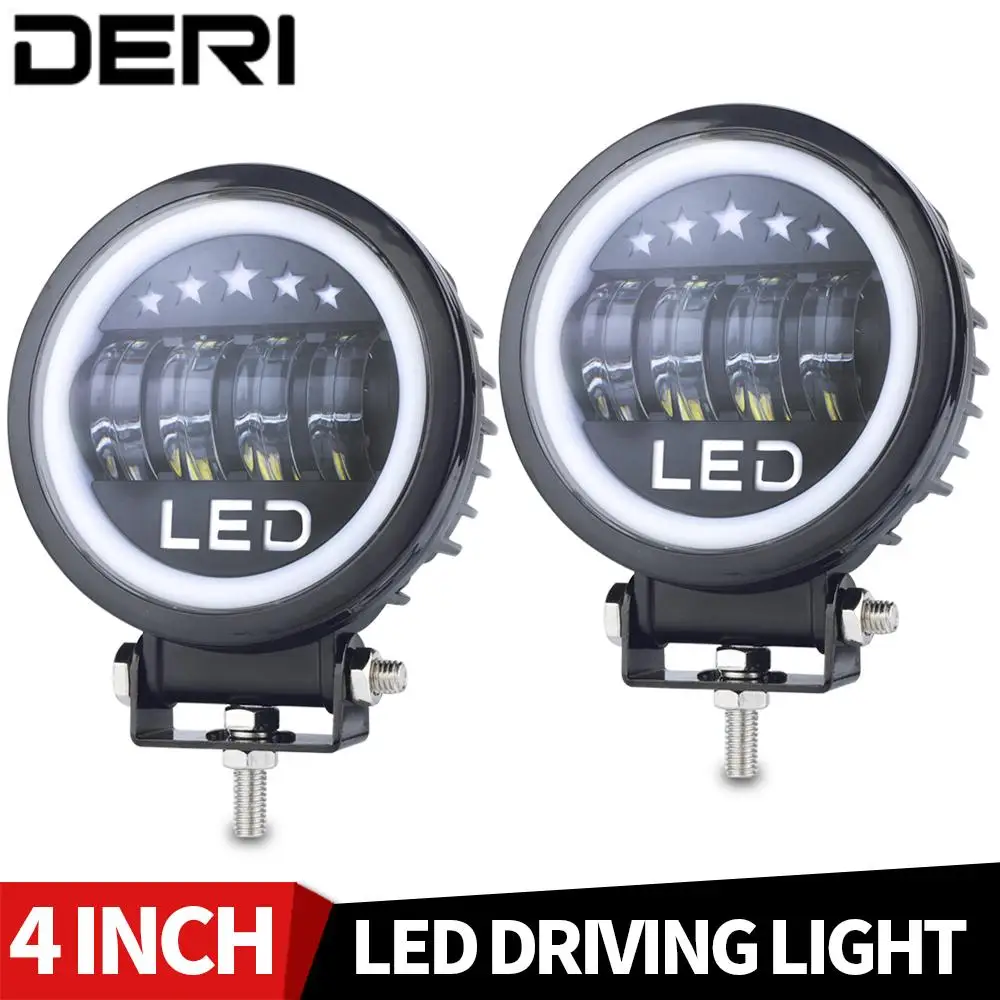 

4 Inch LED Headlight White Halo Lamp DRL Signals Light 6000K Foglamp Indicator For Motorbike Pickup UTB ATV SUV Truck Boat Bus