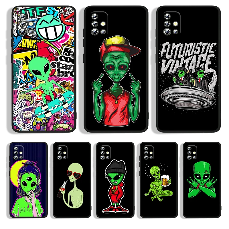 

Fashion cute alien For Samsung A32 A52 A52S A72 A02 A22 A03 A02S A03S A13 A53 A73 A23 A13 A14 Lite Black Cover