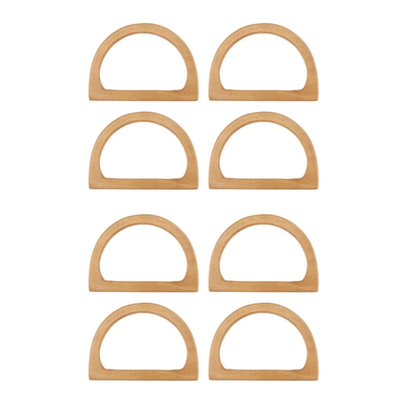 

8PCS D-Shaped Wooden Purse Handles, Wood Replacement Handles For DIY Bag Purse Handbags Totes Clutch Making (Wood)