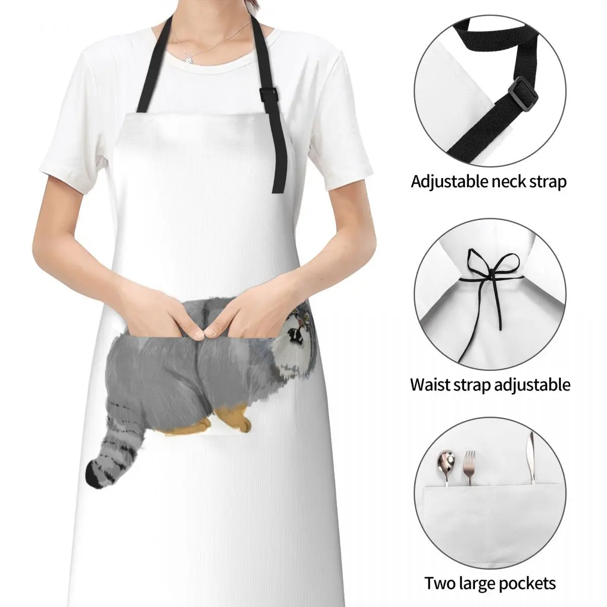 Паллас кошка наклейка Фартук водонепроницаемый для женщин кухни мужчин кухонные