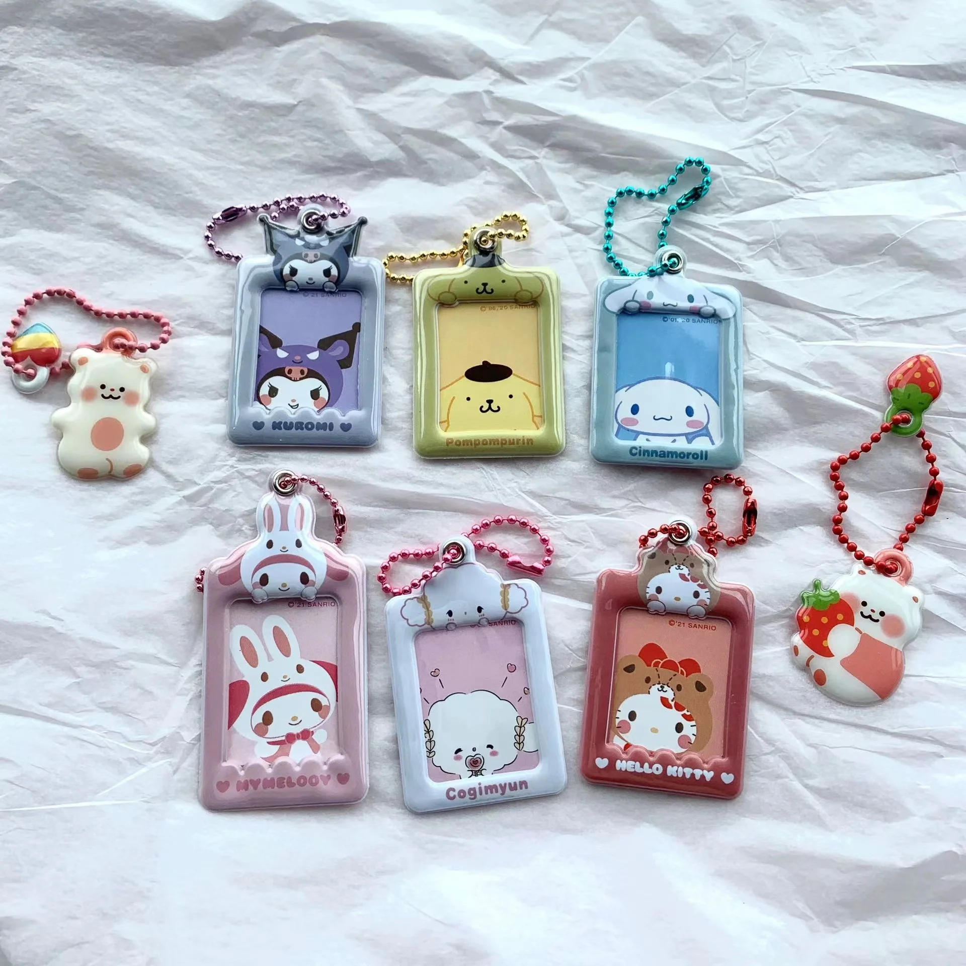 cute kpop idol photocard 1 inch card holder with chain waterproof case photo sleeve keychain pendant school stationery free global shipping