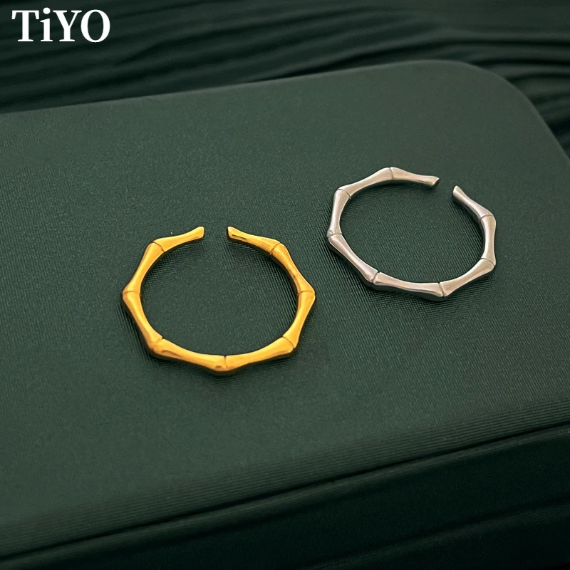 

Trendy Jewelry Bamboo Shape Metal Rings Simply Design One Row High Quality Copper Geometric Open Finger Rings For Women Gift