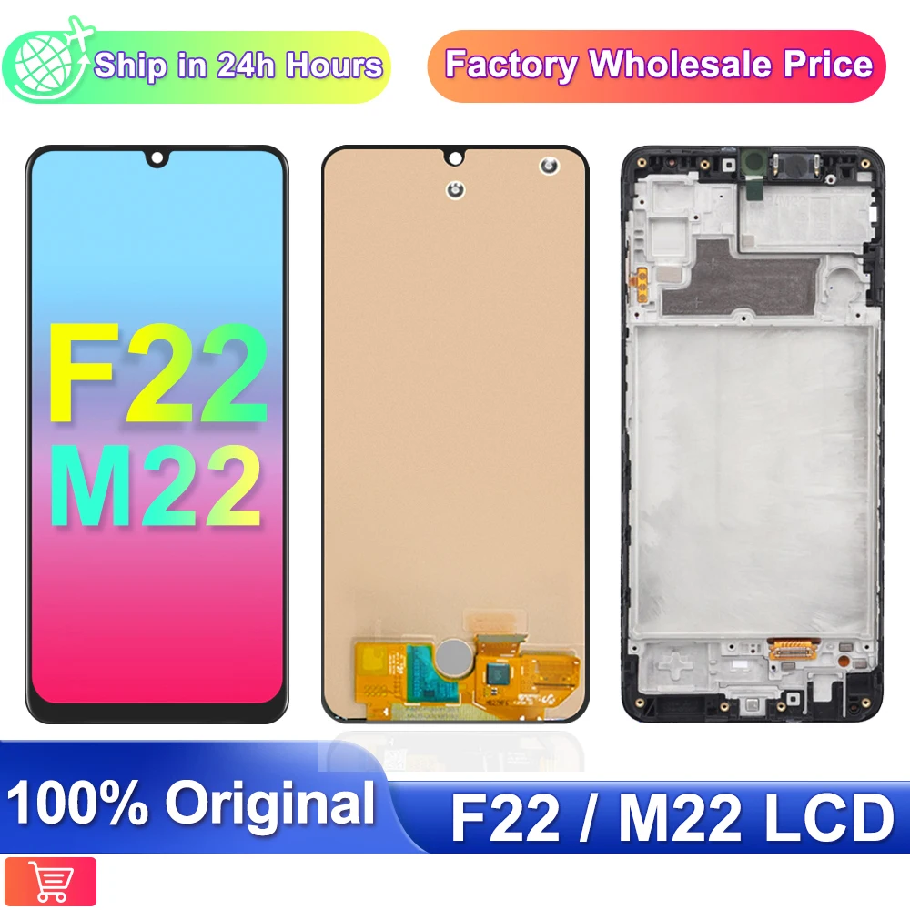 

ЖК-дисплей 6,4 "для Samsung Galaxy M22 M225 M225F/DS M225M F22, сенсорная панель в сборе для замены экрана Samsung F22, оригинал