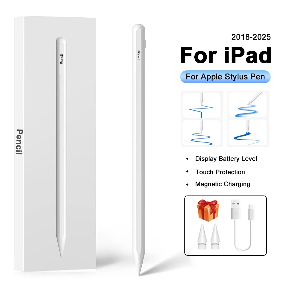 Фото Для Apple Pencil Для iPad A16 2025 Pro 12.9 Air 13 11 M3 M4 Стилус 10-го поколения 10,9 Air 4 5 Mini 6 7 8th 10,2 Сенсорные ручки №1