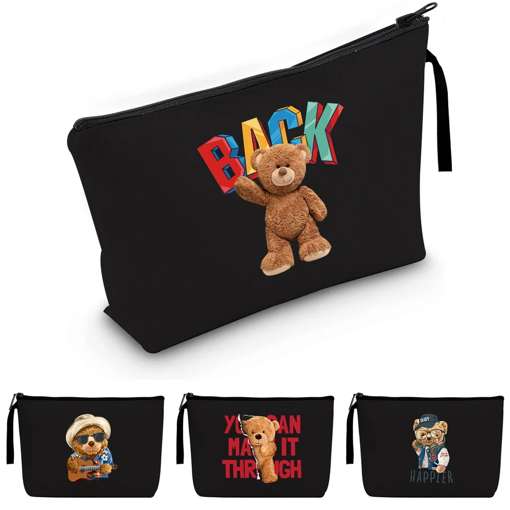 

Women Cosmetic Bag Bear Print Bridesmaid MakeUp Case Beauty Toiletries Organizer Wash Storage Pouch Wedding Party Bride Gifts