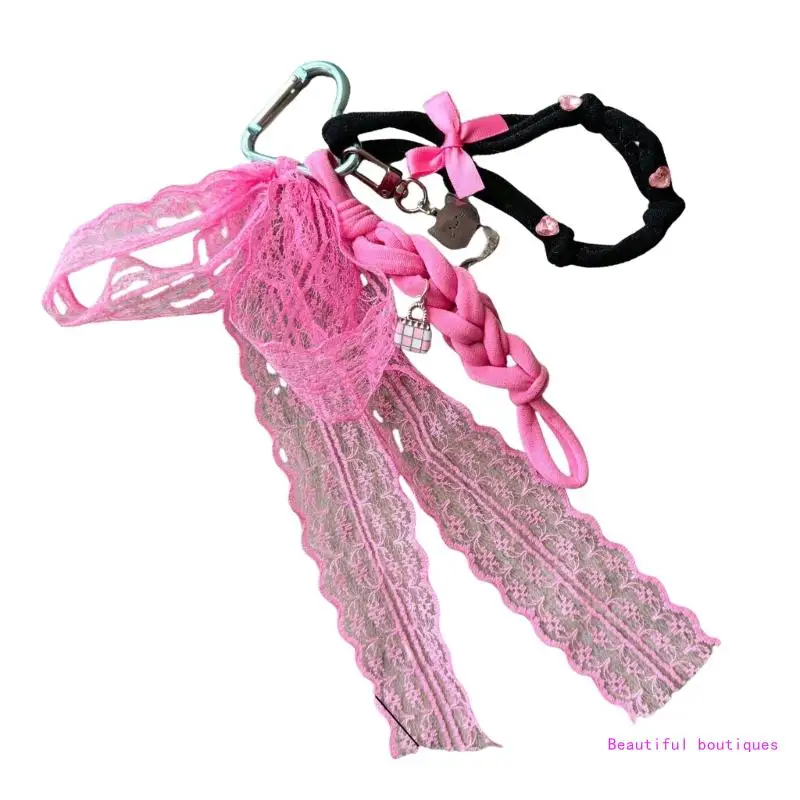 Очаровательный брелок с котом и бантом модная плетеная веревка ремешок для